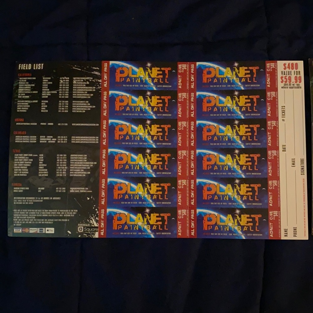 Paintball vouchers